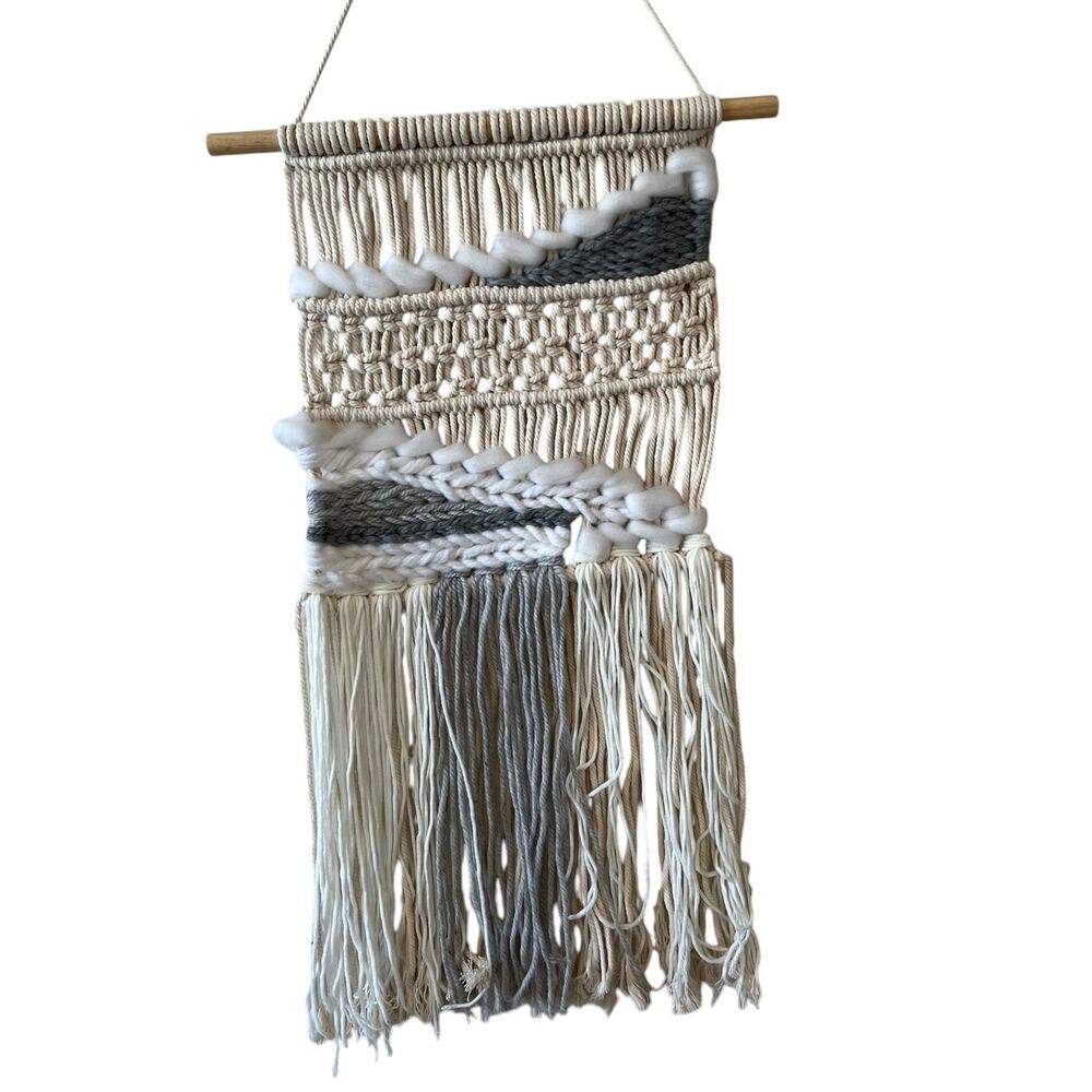Macrame Knotted Wool Wall Hanging Decor Scandinavian Art Macra Weave